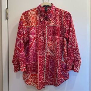 Lauren Ralph Lauren Women’s 100% Cotton Print Button Up shirt size M